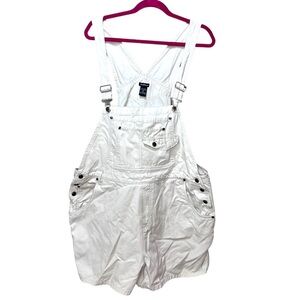 Northcrest Jean Overall Shorts Carpenter‎ Bib Denim Plus Size 22W Off White